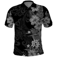 Hawaii Tropical Flowers Tribal Pattern Polo Shirt Black Style LT9 Black - Polynesian Pride