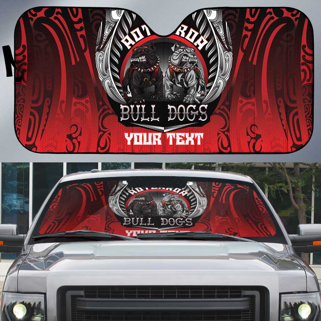 Aotearoa Bulldog Personalised Auto Sun Shade Maori Kowhaiwhai Motif - Polynesian Pride