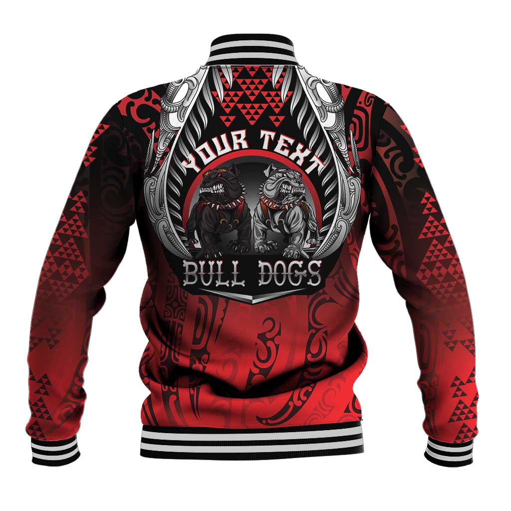 Aotearoa Bulldog Personalised Baseball Jacket Maori Kowhaiwhai Motif