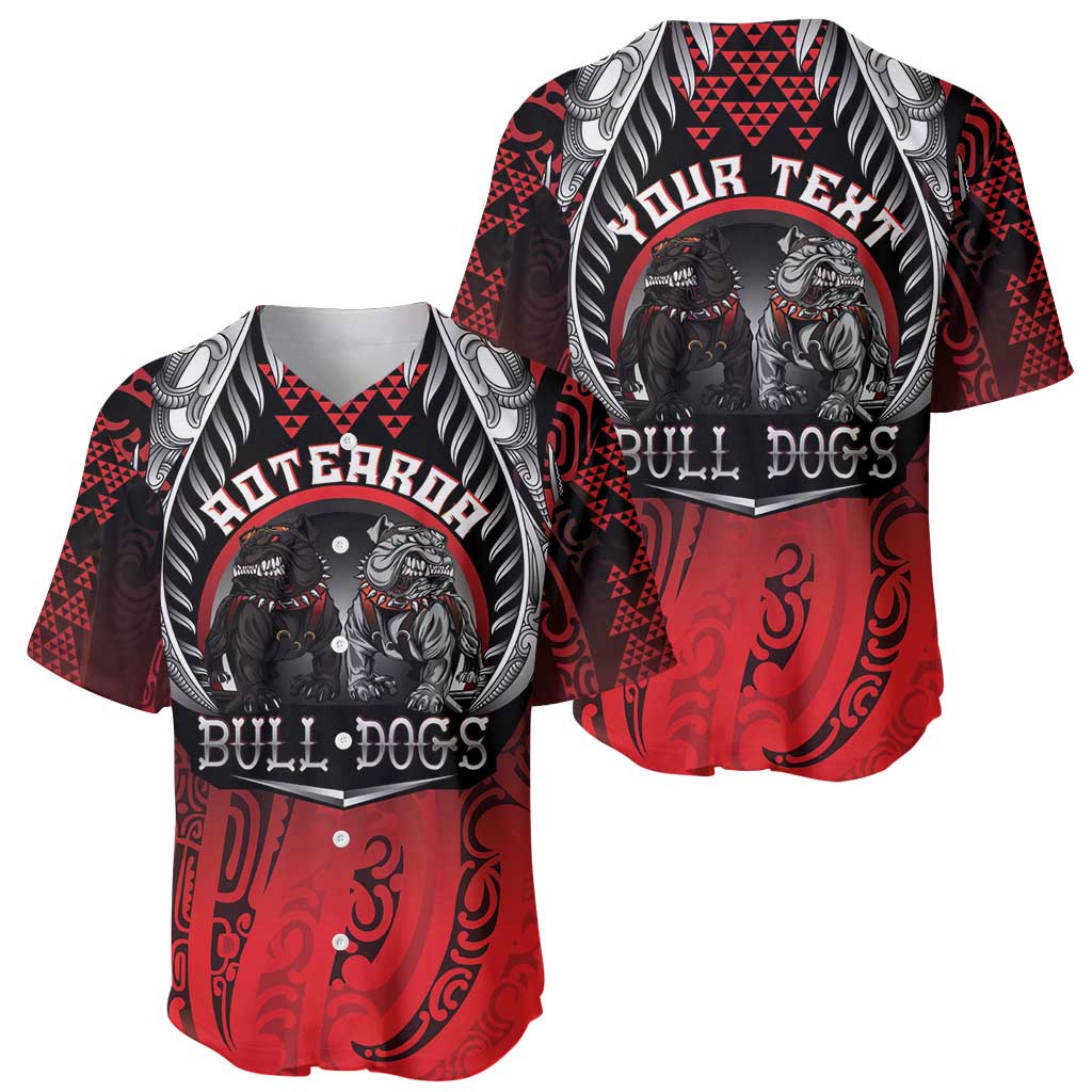 Aotearoa Bulldog Personalised Baseball Jersey Maori Kowhaiwhai Motif