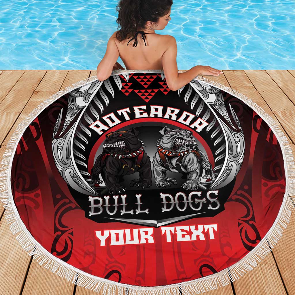 Aotearoa Bulldog Personalised Beach Blanket Maori Kowhaiwhai Motif