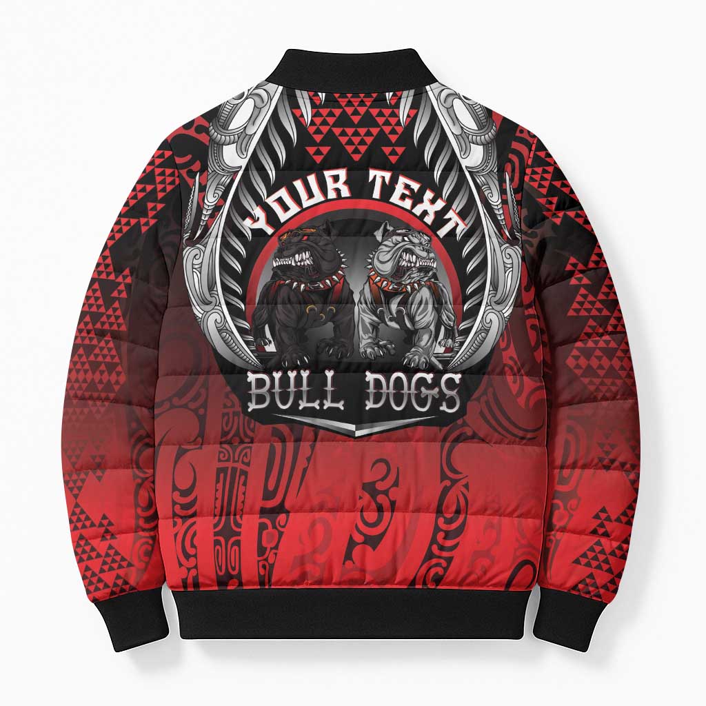 Aotearoa Bulldog Personalised Bomber Puffer Jacket Maori Kowhaiwhai Motif - Polynesian Pride