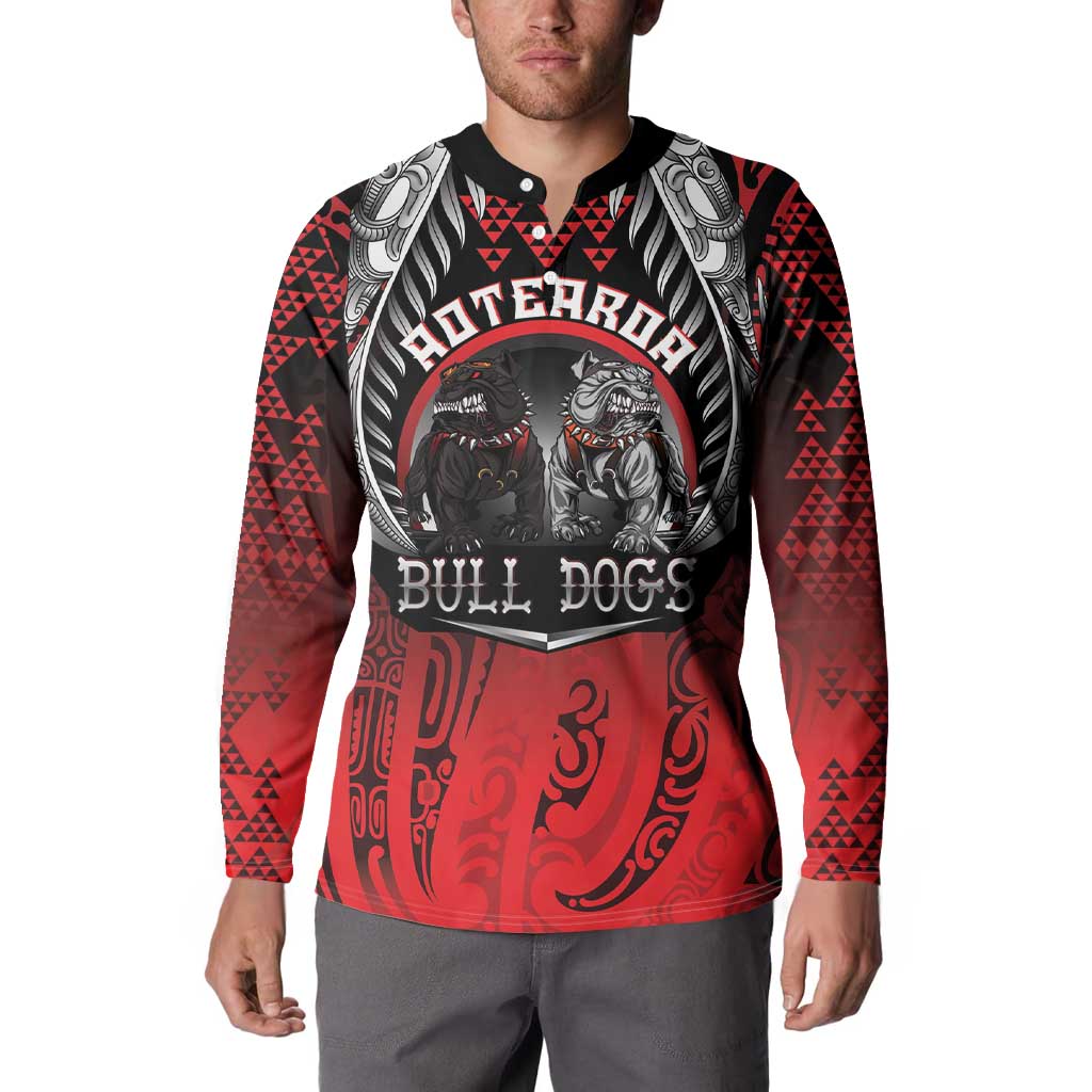 Aotearoa Bulldog Personalised Button Sweatshirt Maori Kowhaiwhai Motif