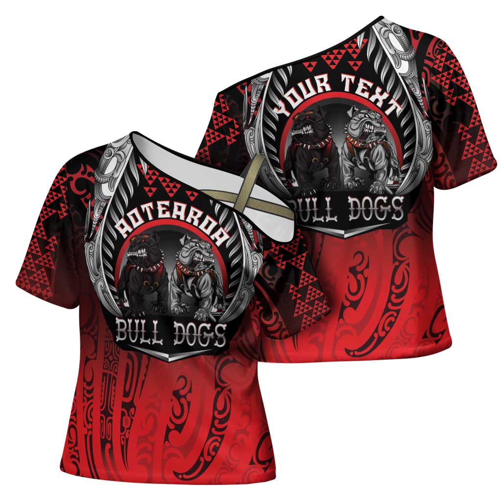 Aotearoa Bulldog Personalised Cross Shoulder Shirt Maori Kowhaiwhai Motif - Polynesian Pride
