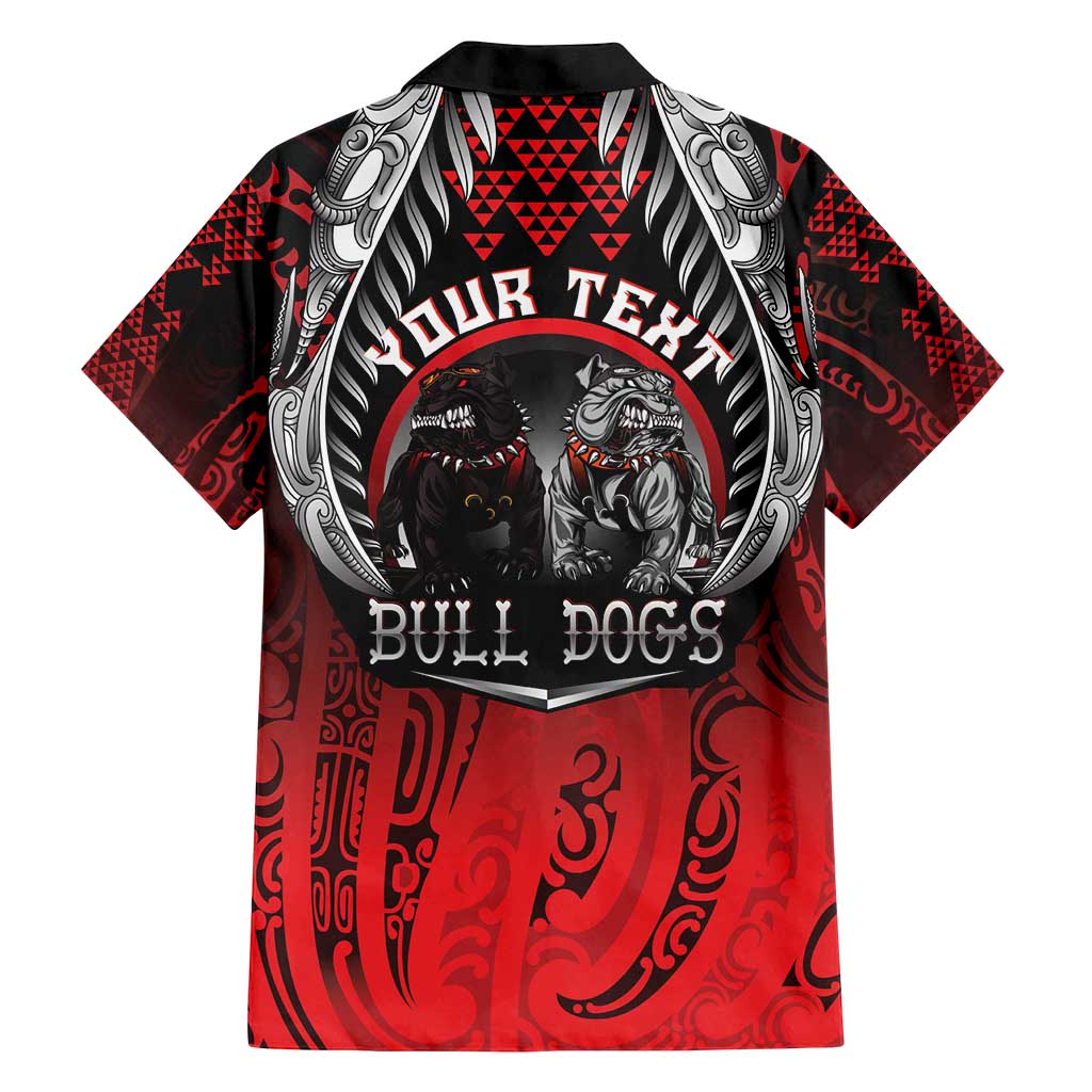 Aotearoa Bulldog Personalised Family Matching Off Shoulder Short Dress and Hawaiian Shirt Maori Kowhaiwhai Motif