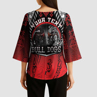Aotearoa Bulldog Personalised Kimono Sleeve Blouse Maori Kowhaiwhai Motif - Polynesian Pride
