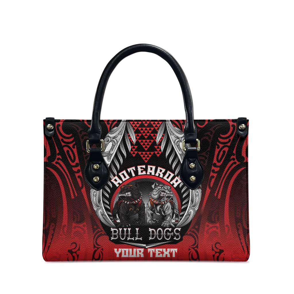 Aotearoa Bulldog Personalised Leather Bag Maori Kowhaiwhai Motif - Polynesian Pride