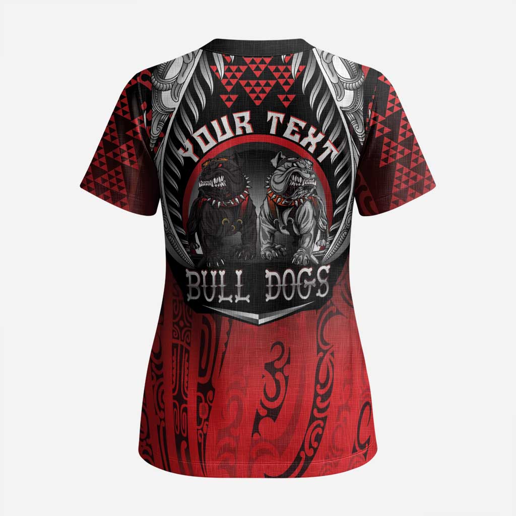 Aotearoa Bulldog Personalised Scrub Top Maori Kowhaiwhai Motif - Polynesian Pride