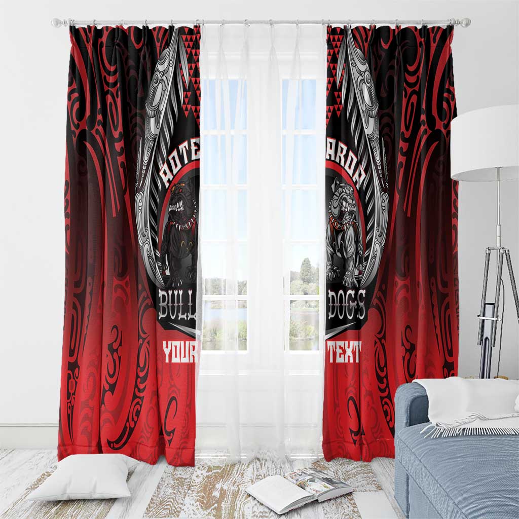 Aotearoa Bulldog Personalised Window Curtain Maori Kowhaiwhai Motif