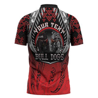 Aotearoa Bulldog Personalised Zipper Polo Shirt Maori Kowhaiwhai Motif - Polynesian Pride