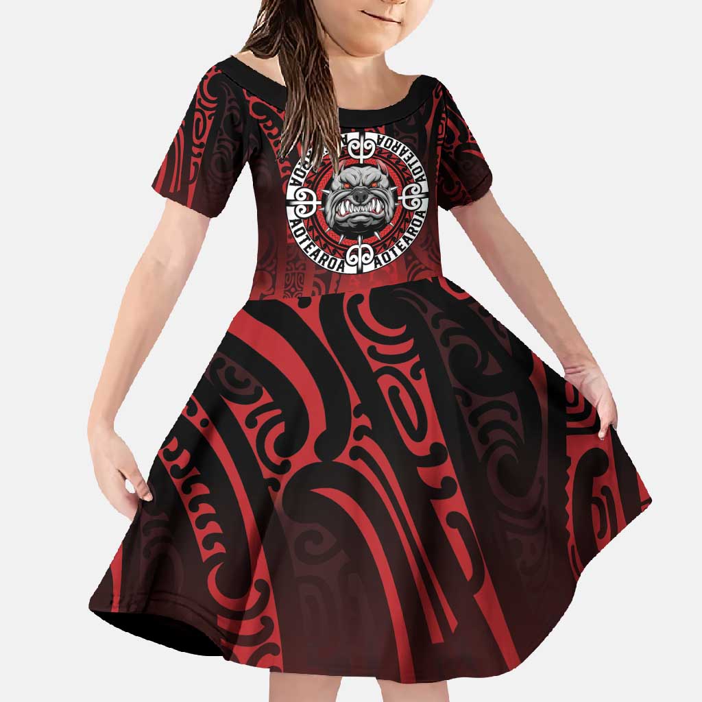 Aotearoa Bulldog Family Matching Tank Maxi Dress and Hawaiian Shirt New Zealand Kowhaiwhai Tribal