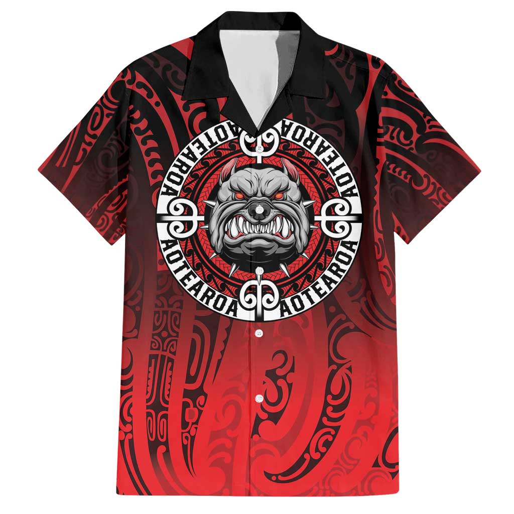 Aotearoa Bulldog Hawaiian Shirt New Zealand Kowhaiwhai Tribal LT9 Red - Polynesian Pride