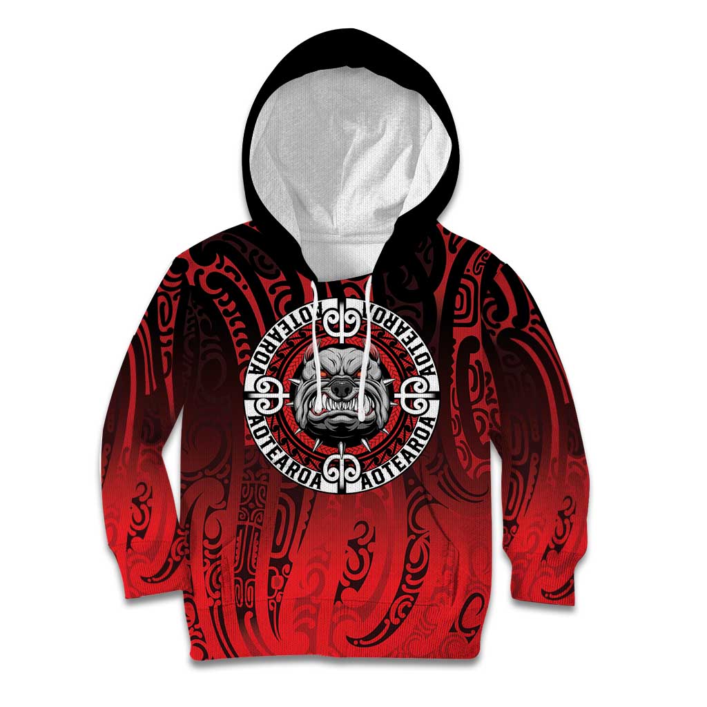 Aotearoa Bulldog Kid Hoodie New Zealand Kowhaiwhai Tribal
