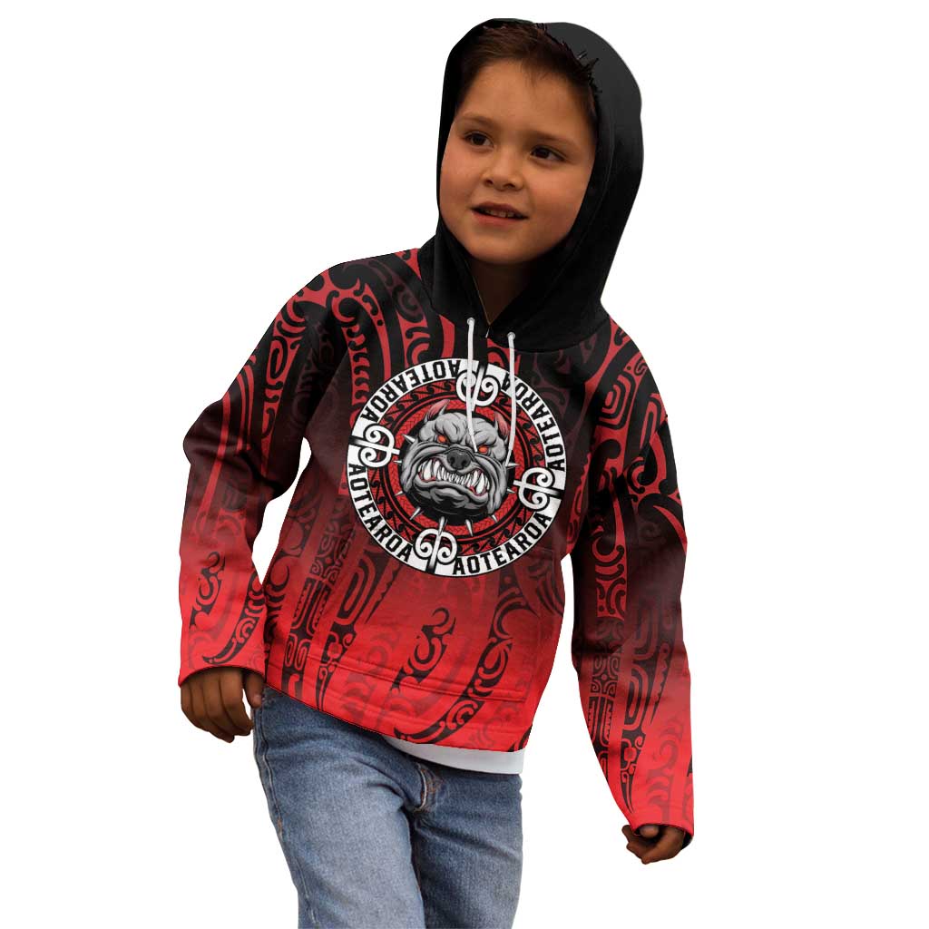 Aotearoa Bulldog Kid Hoodie New Zealand Kowhaiwhai Tribal