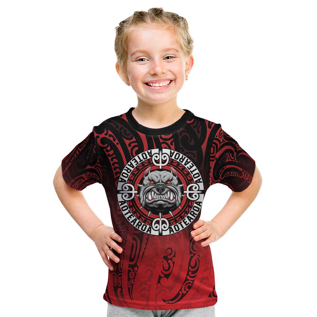 Aotearoa Bulldog Kid T Shirt New Zealand Kowhaiwhai Tribal