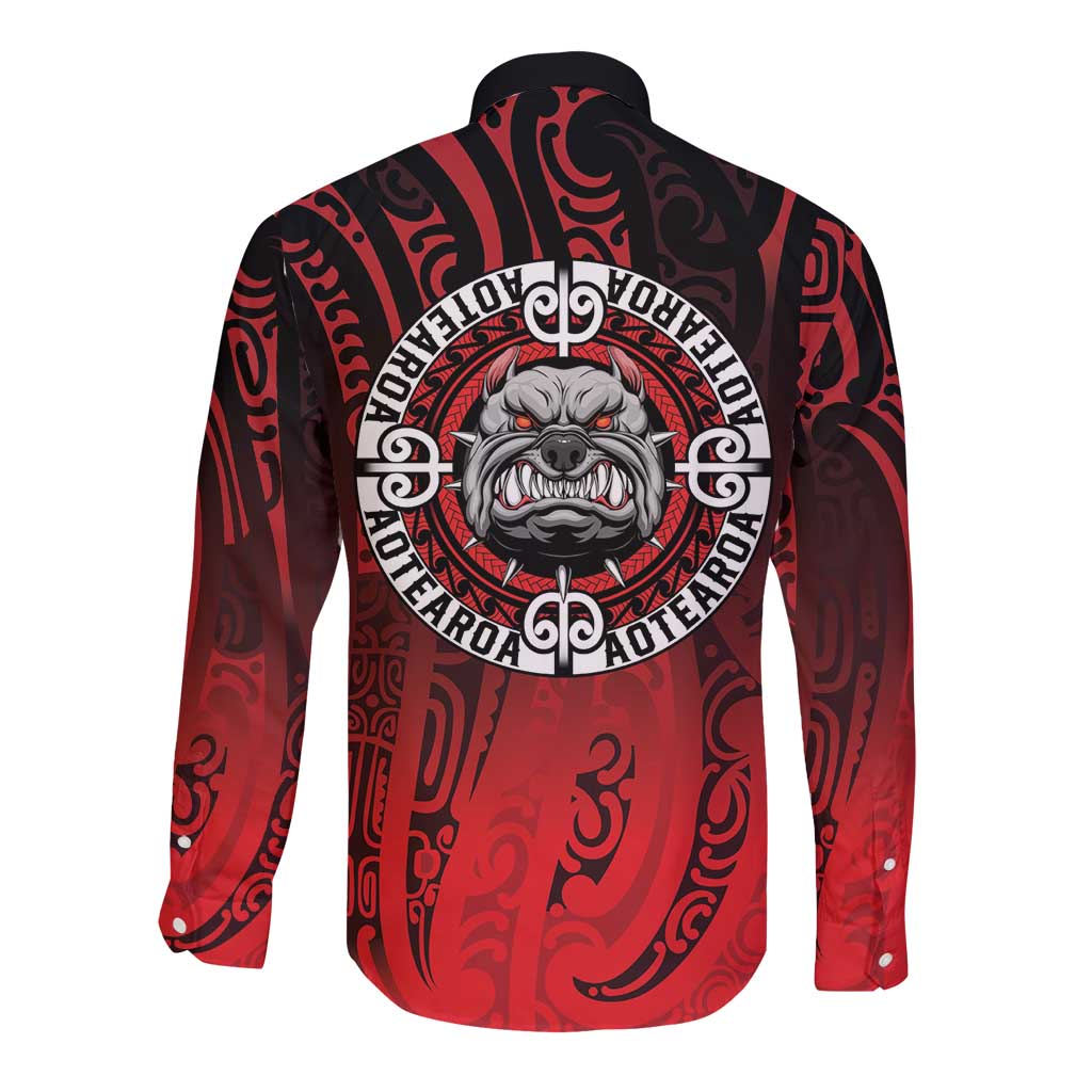 Aotearoa Bulldog Long Sleeve Button Shirt New Zealand Kowhaiwhai Tribal