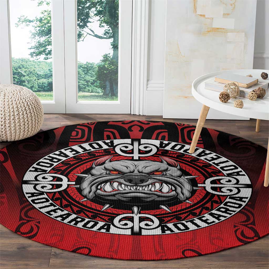 Aotearoa Bulldog Round Carpet New Zealand Kowhaiwhai Tribal