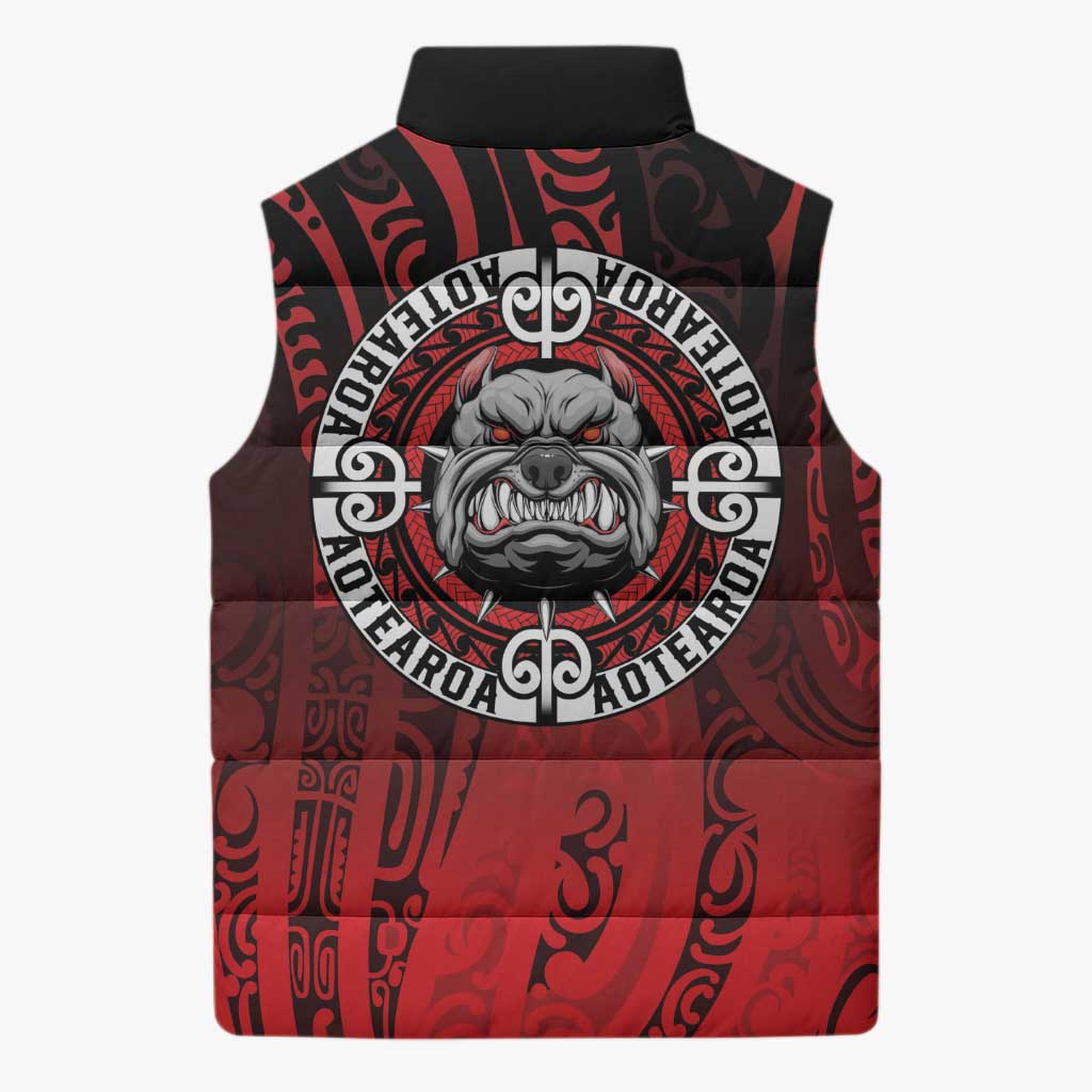 Aotearoa Bulldog Sleeveless Puffer Jacket New Zealand Kowhaiwhai Tribal - Polynesian Pride
