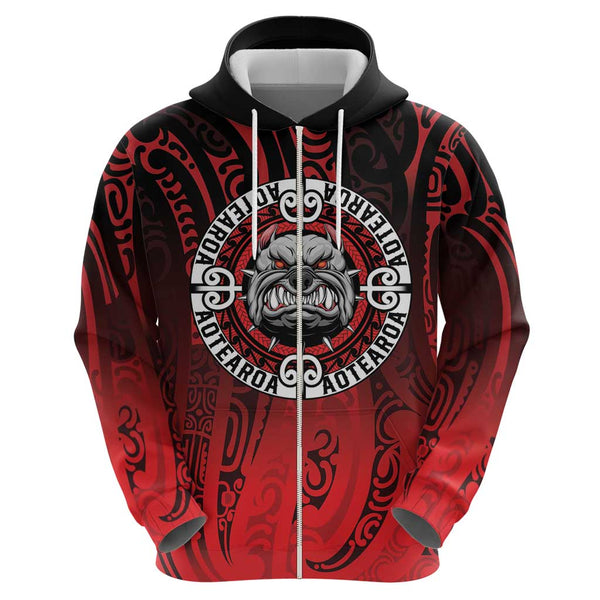 Maori Aztec Pitbull Men's Zip Up Hoodie