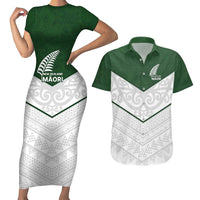 Custom New Zealand Maori Niho Taniwha Couples Matching Short Sleeve Bodycon Dress and Hawaiian Shirt