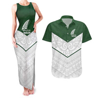 Custom New Zealand Maori Niho Taniwha Couples Matching Tank Maxi Dress and Hawaiian Shirt
