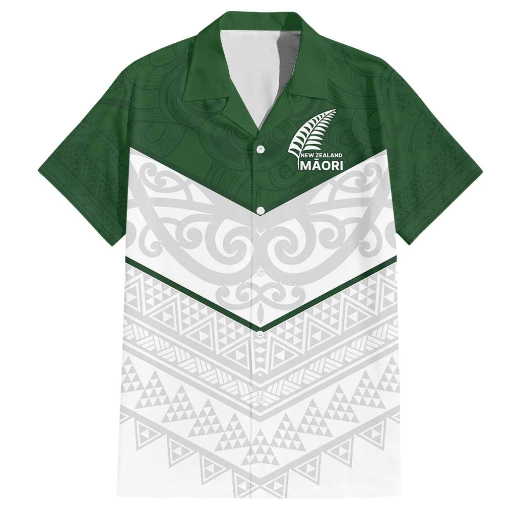 Custom New Zealand Maori Niho Taniwha Family Matching Summer Maxi Dress and Hawaiian Shirt LT9 Dad's Shirt - Short Sleeve Green - Polynesian Pride
