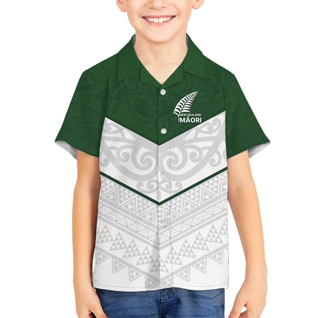 Custom New Zealand Maori Niho Taniwha Family Matching Summer Maxi Dress and Hawaiian Shirt LT9 Son's Shirt Green - Polynesian Pride
