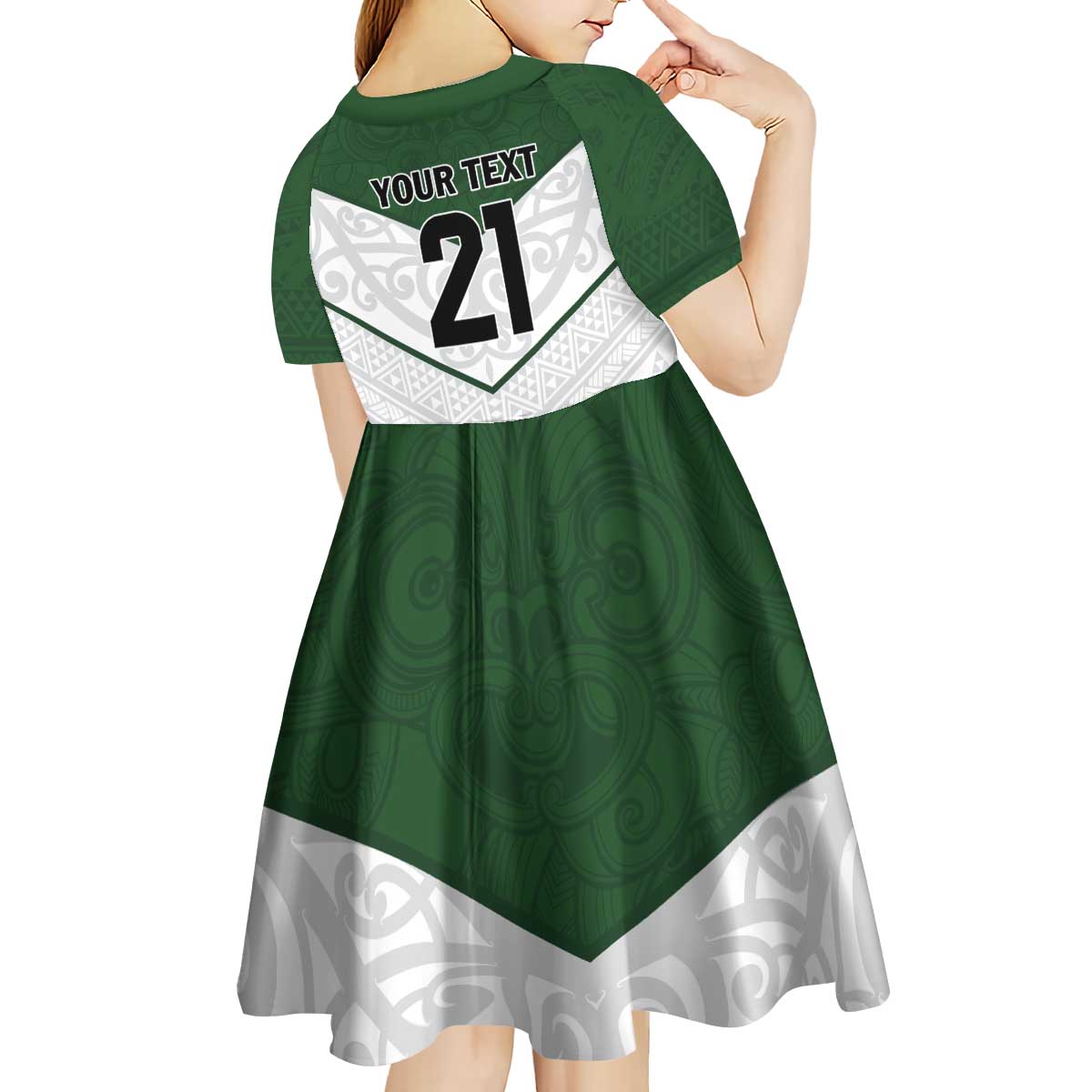 Custom New Zealand Maori Niho Taniwha Kid Short Sleeve Dress