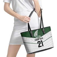 Custom New Zealand Maori Niho Taniwha Leather Tote Bag