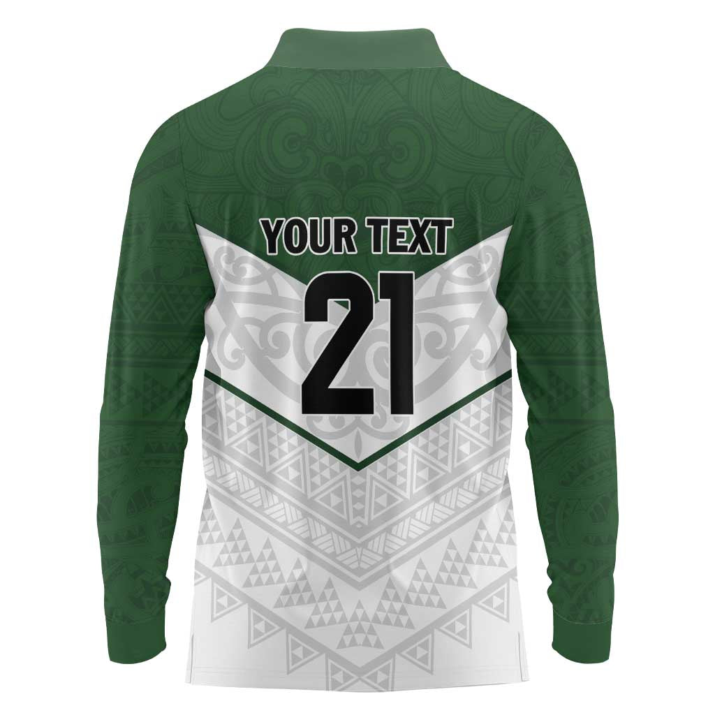 Custom New Zealand Maori Niho Taniwha Long Sleeve Polo Shirt LT9 - Polynesian Pride