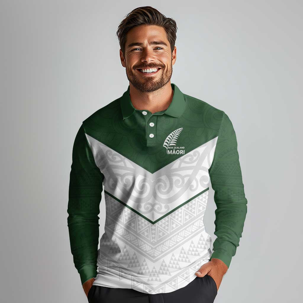 Custom New Zealand Maori Niho Taniwha Long Sleeve Polo Shirt LT9 - Polynesian Pride