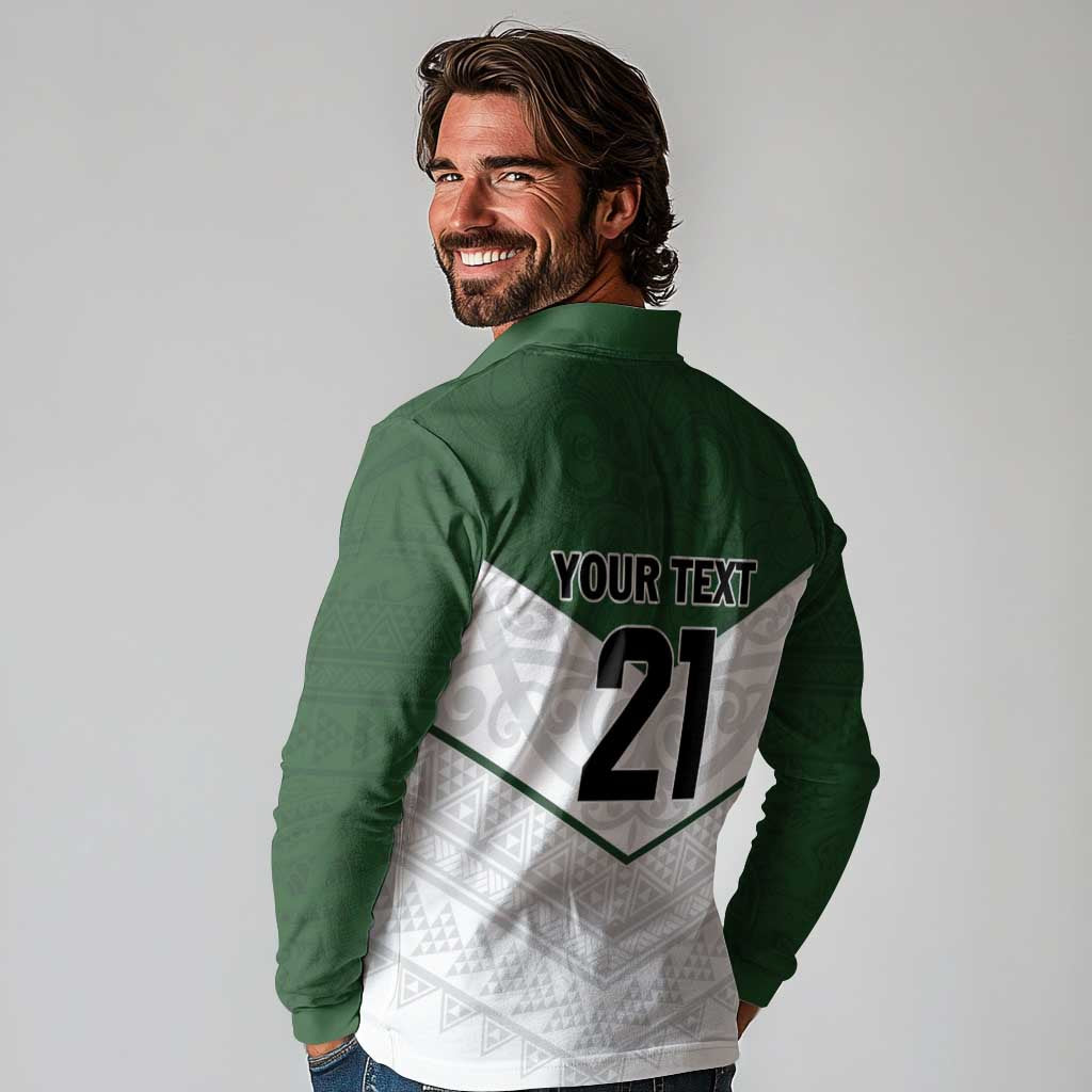 Custom New Zealand Maori Niho Taniwha Long Sleeve Polo Shirt LT9 - Polynesian Pride