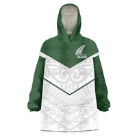 Custom New Zealand Maori Niho Taniwha Wearable Blanket Hoodie LT9 One Size Green - Polynesian Pride