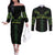 Custom New Zealand Maori Koru Koiri Motif Couples Matching Off The Shoulder Long Sleeve Dress and Long Sleeve Button Shirt