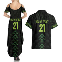 Custom New Zealand Maori Koru Koiri Motif Couples Matching Summer Maxi Dress and Hawaiian Shirt