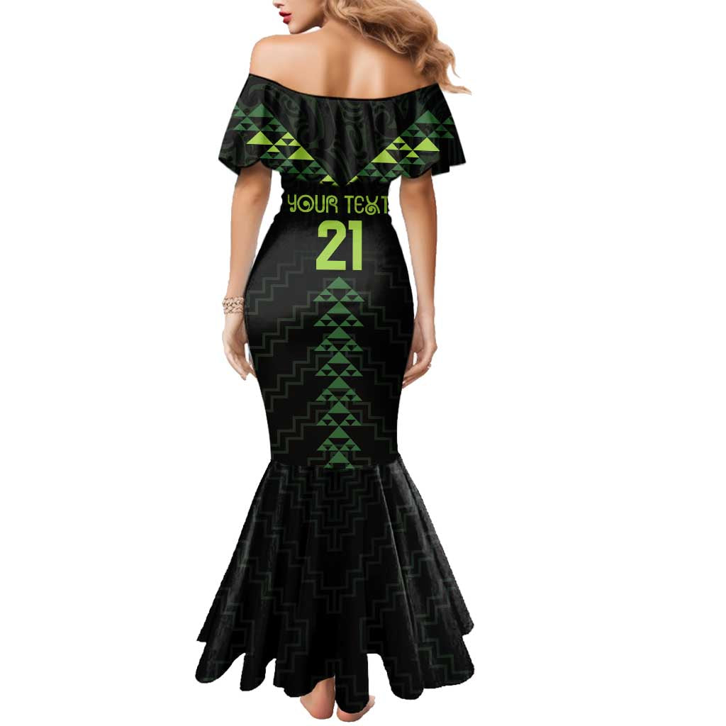 Custom New Zealand Maori Koru Koiri Motif Family Matching Mermaid Dress and Hawaiian Shirt