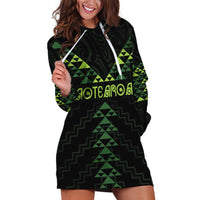Custom New Zealand Maori Koru Koiri Motif Hoodie Dress LT9 Green - Polynesian Pride