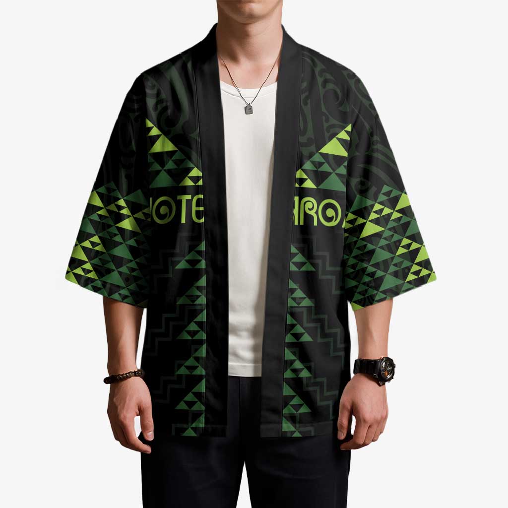 Custom New Zealand Maori Koru Koiri Motif Kimono - Polynesian Pride