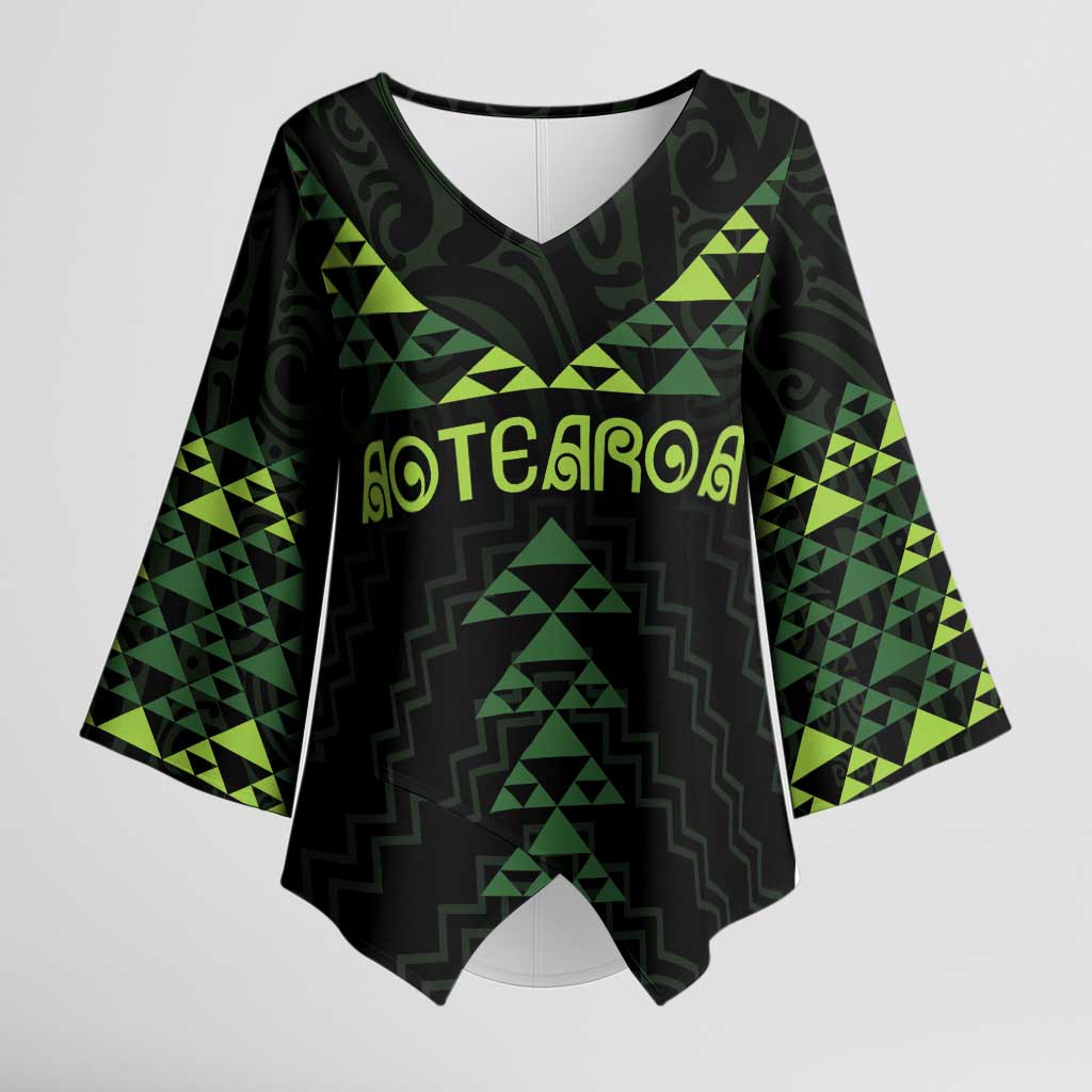 Custom New Zealand Maori Koru Koiri Motif Kimono Sleeve Blouse - Polynesian Pride