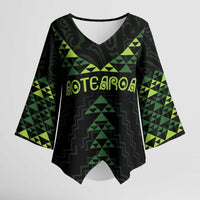 Custom New Zealand Maori Koru Koiri Motif Kimono Sleeve Blouse - Polynesian Pride