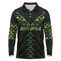 Custom New Zealand Maori Koru Koiri Motif Long Sleeve Polo Shirt LT9 Green - Polynesian Pride