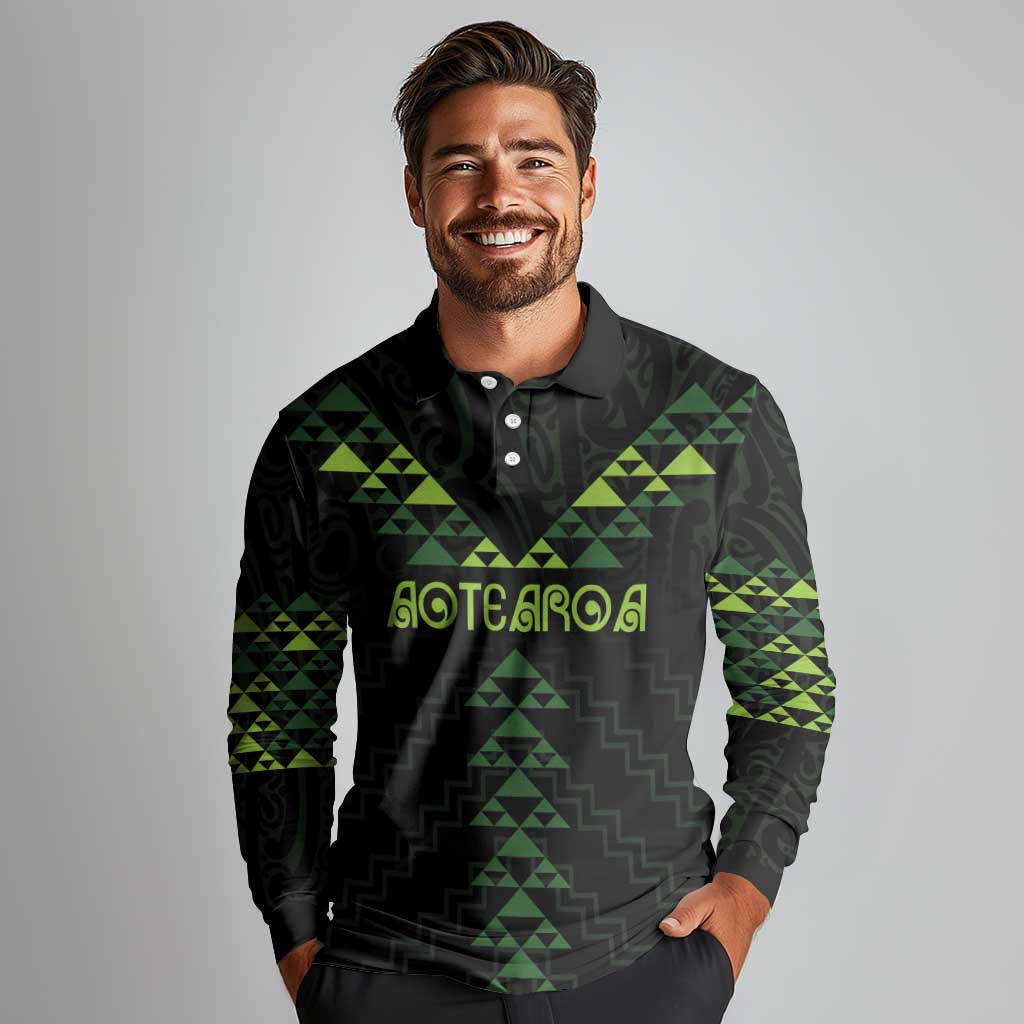 Custom New Zealand Maori Koru Koiri Motif Long Sleeve Polo Shirt LT9 - Polynesian Pride