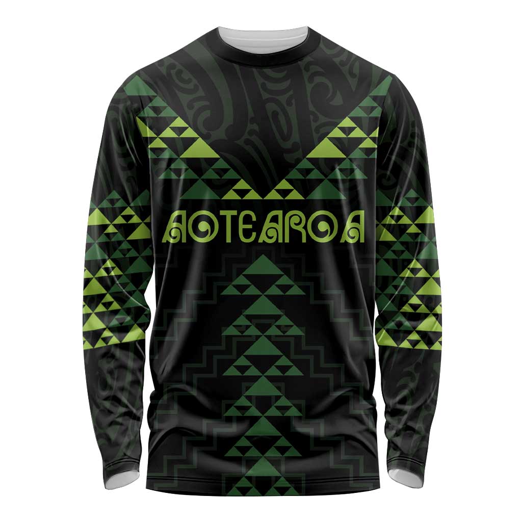 Custom New Zealand Maori Koru Koiri Motif Long Sleeve Shirt LT9 Unisex Green - Polynesian Pride