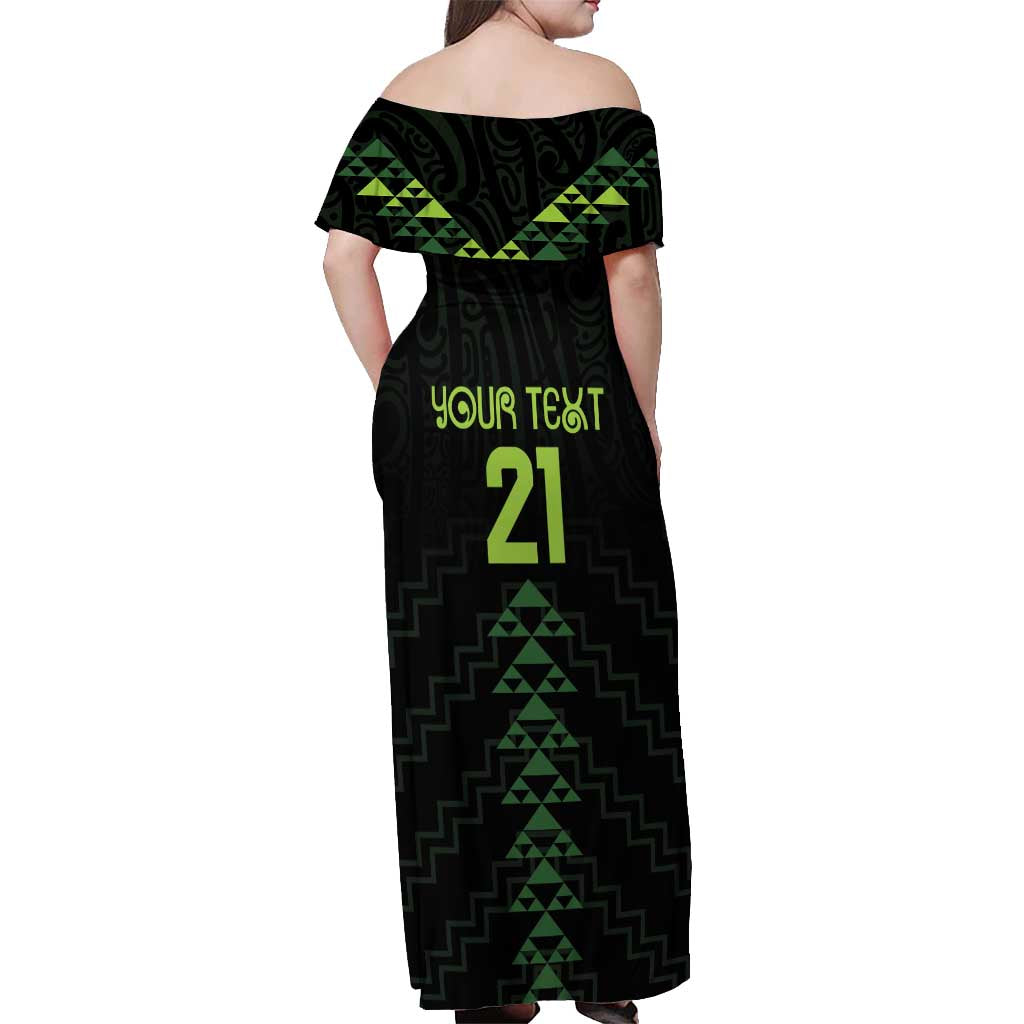 Custom New Zealand Maori Koru Koiri Motif Off Shoulder Maxi Dress