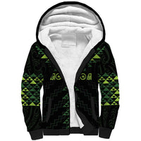 Custom New Zealand Maori Koru Koiri Motif Sherpa Hoodie LT9 Unisex Green - Polynesian Pride