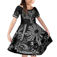 Filipino Sun Tribal Tattoo Family Matching Mermaid Dress and Hawaiian Shirt Philippines Inspired Barong Simple Black