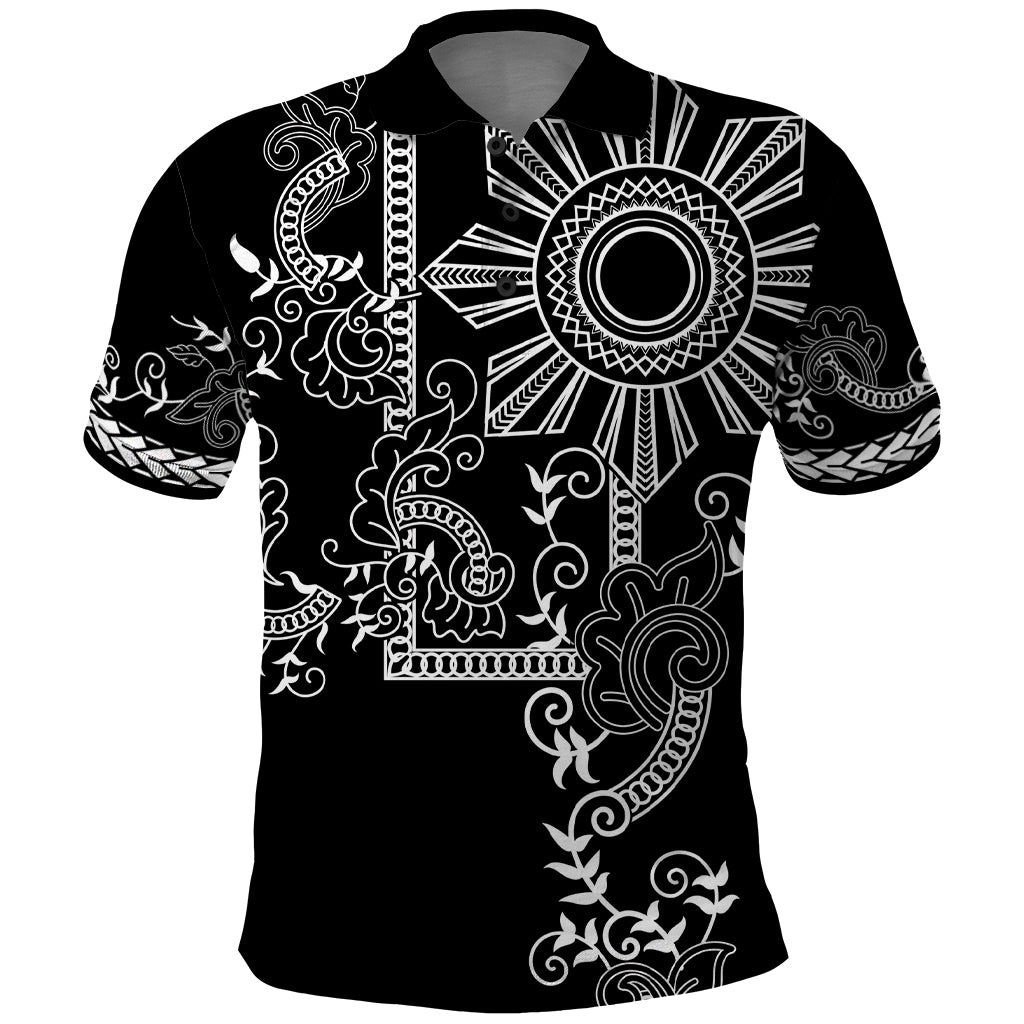 Filipino Sun Tribal Tattoo Polo Shirt Philippines Inspired Barong Simple Black