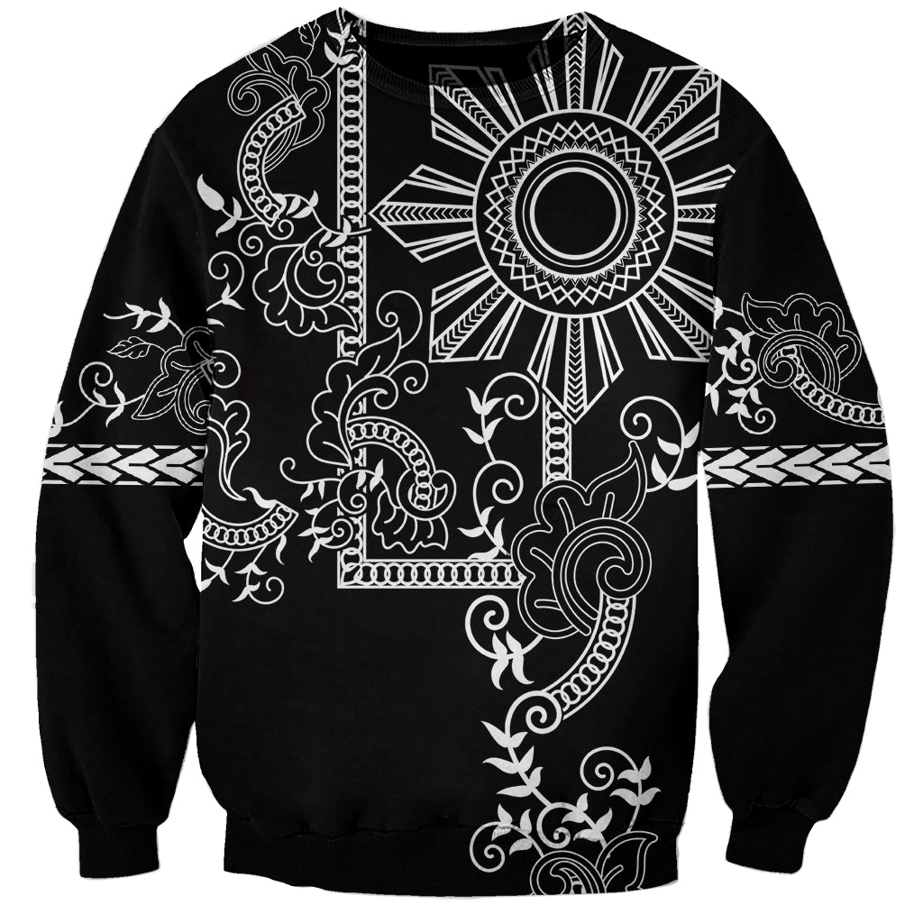 Filipino Sun Tribal Tattoo Sweatshirt Philippines Inspired Barong Simple Black