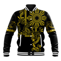 Filipino Sun Tribal Tattoo Baseball Jacket Philippines Inspired Barong Simple Gold LT9 Unisex Gold - Polynesian Pride