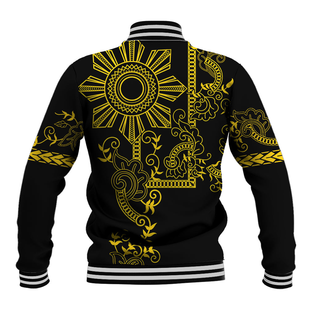 Filipino Sun Tribal Tattoo Baseball Jacket Philippines Inspired Barong Simple Gold LT9 - Polynesian Pride